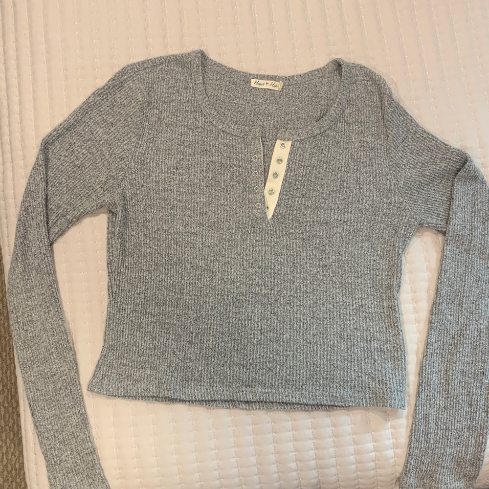 Heart Hips Charcoal Ribbed Knit Top